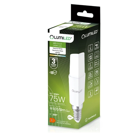 Żarówka LED E14 Tubularna T37 10W = 75W 1055lm 4000K Neutralna 200° LUMILED
