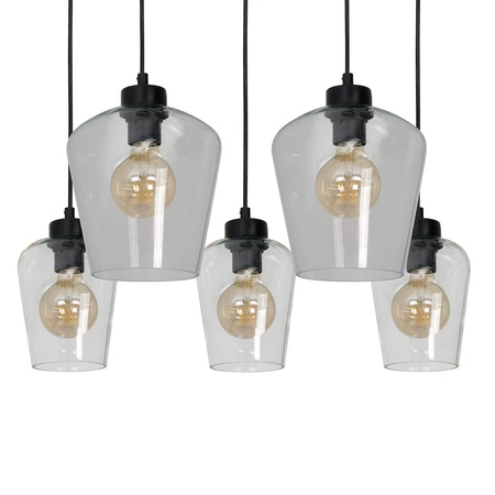 Lampa wisząca SANTIAGO 5xE27 Klosz Transparentne Szkło MLP6615 Metal + Szkło