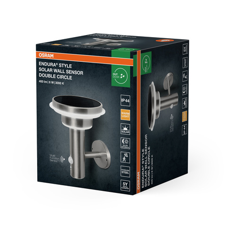 Kinkiet Ogrodowy Lampa Elewacyjna Zewnętrzna LED z Czujnikiem Ruchu i Zmierzchu 6W 400lm 3000K Ciepła Ściemnialna Aluminium IP44 Endura Osram