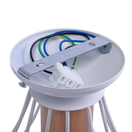 Lampa sufitowa żyrandol WILL 1x E27 LOFT Biała Metal + drewno Milagro