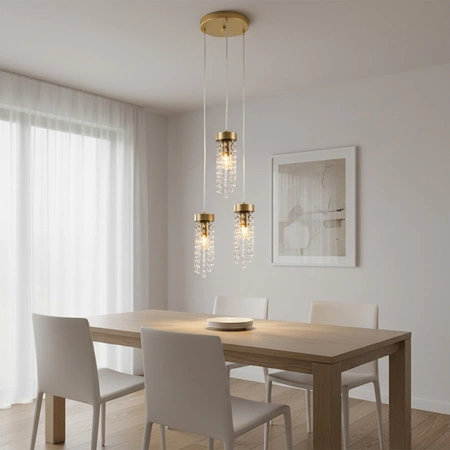 Lampa Sufitowa Wisząca Zwis 3x E27 Złota Gea Sanico Goldlux