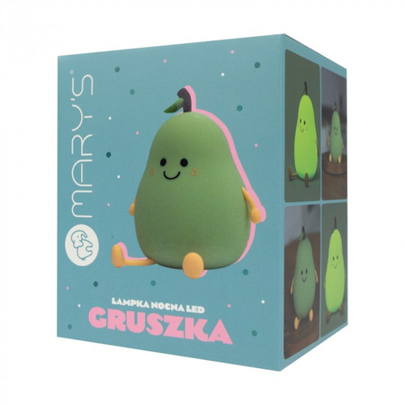 Lampka Nocna Dziecięca LED 1W 6000K Zimna Akumulatorowa 1200mAh Zielona GRUSZKA MARY'S