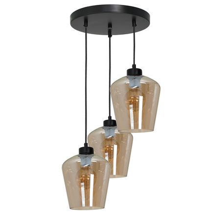 Lampa wisząca SANTIAGO 3xE27 Klosz Bursztynowe Szkło MLP6613 Metal + Szkło