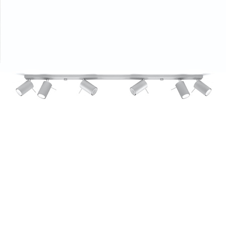 Lampa Sufitowa Oprawa Natynkowa 6x GU10 SPOT TUBA Reflektor Ruchoma Minimalistyczna Tubularna Szara Nowoczesna Ring Sollux