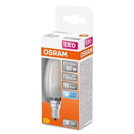 Żarówka LED B35 Świeczka E14 4W = 40W 470lm 4000K Neutralna 300° Retrofit Filament CLASSIC Osram