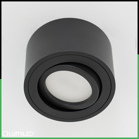 Oprawa Natynkowa HALOGENOWA Tuba Spot Ruchoma Okrągła Czarna 50mm + Wkład LED 7W 3000K AMAT-S LUMILED