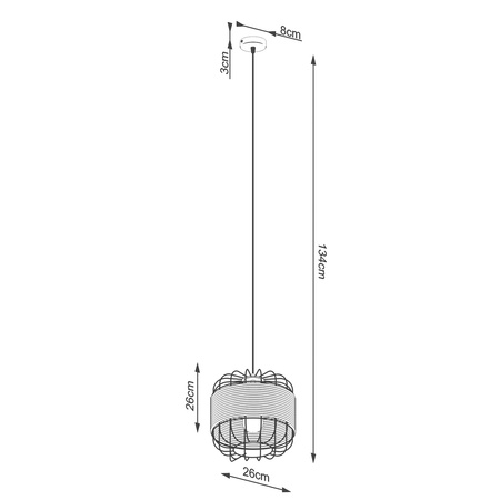 Lampa Sufitowa Wisząca Zwis E27 Żyrandol Geometryczna Czarna Industrialna Fost Sollux