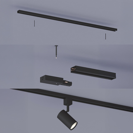 Zestaw Szynowy Lampa Sufitowa Szynoprzewód 1m + 3x Reflektor Szynowy LED GU10 Jednofazowy Czarny EasyLink Zilo Philips