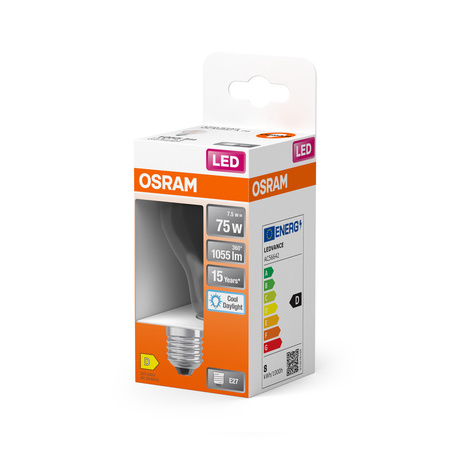 Żarówka LED A60 E27 6.5W = 60W 806lm 6500K Zimna 300° Retrofit Filament CLASSIC Osram