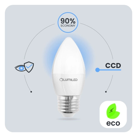 Żarówka LED E27 Świeczka B35 5W = 40W 470lm 6500K Zimna 180° LUMILED