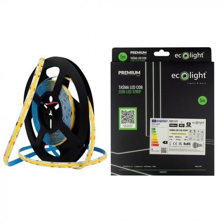 Taśma LED Pasek COB 9W/m 945lm/m 480LED/m 24V 3000K Ciepła IP67 Rolka 5m Ecolight