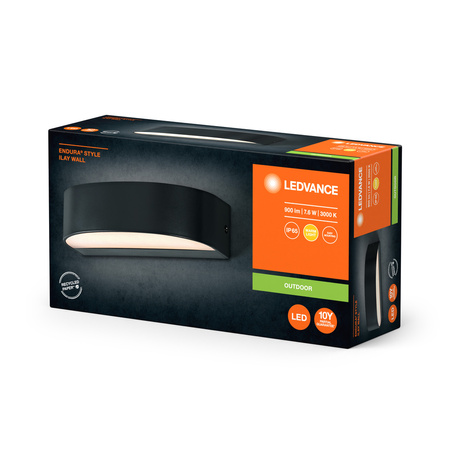 Lampa Ogrodowa Zewnętrzna Kinkiet Elewacyjny LED 7.6W 450lm 3000K IP65 Szary Endura Ledvance