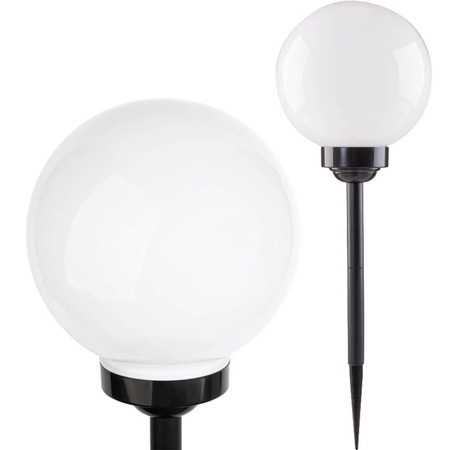 Lampa ogrodowa solarna wbijana biało-czarna SOLIS KULA 20cm wbijana 4000K neutralna Kobi