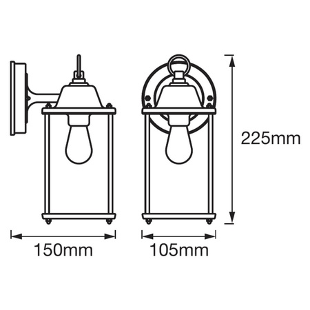 Lampa Ogrodowa Zewnętrzna Kinkiet Elewacyjny LED E27 IP43 Czarny Endura Ledvance