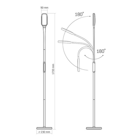 Lampa Podłogowa LED 12W 1280lm 5500K Zimna Czarna Ściemnialna TOKYO Videx
