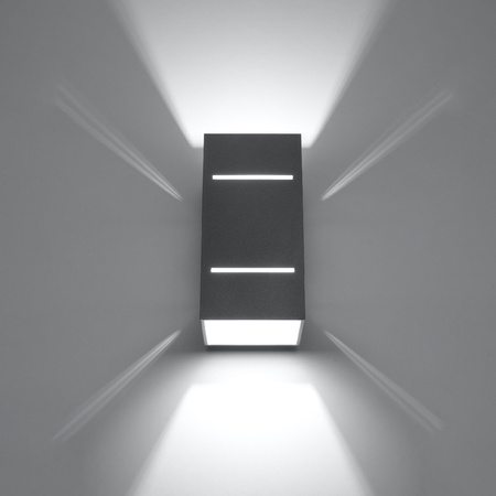 Lampa Ścienna Kinkiet Góra Dół G9 Prostokątna Szara Industrialna Blocco Sollux