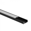 Profil Aluminiowy LED Natynkowy Czarny 2m z Kloszem Mroźny do Taśm LED + Zaślepki seria N Ecolight
