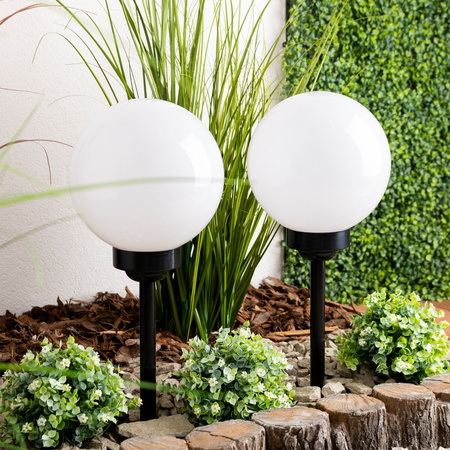 Lampa Solarna Ogrodowa LED Wbijana Biała Kula 20cm