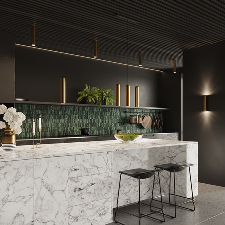 Lampa Ścienna Kinkiet 2x GU10 Tuba Żyrandol Tubularna Złota Połysk Nowoczesna Lagos Sollux