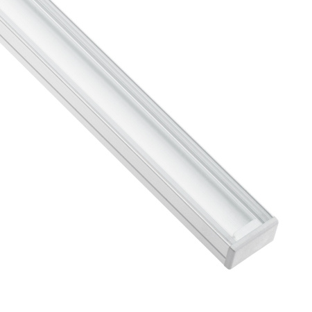 Profil Aluminiowy Anodowany do LED KM35 Srebrny Natynkowy 1m + Przesłona przeźroczysta + Zaślepki