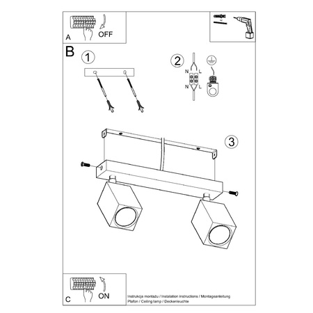 Lampa Sufitowa Oprawa Natynkowa SPOT TUBA Reflektor 2x GU10 Ruchoma Kwadratowa Brązowa Skandynawska Keke Sollux