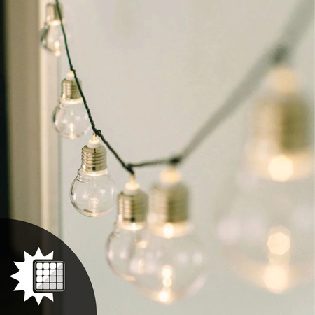 Girlanda Solarna Ogrodowa Zewnętrzna ozdobna Łańcuch Świetlny 2M 10x ŻARÓWEK LED