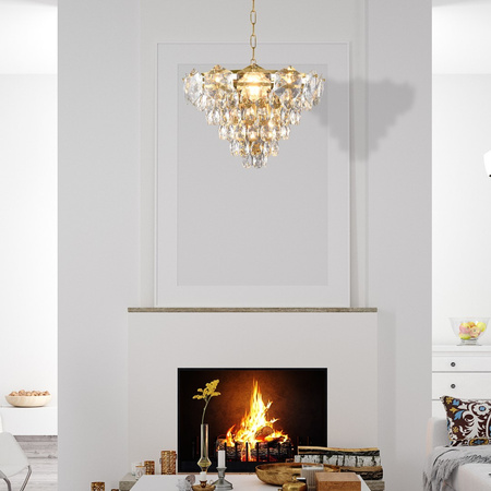 Lampa Sufitowa Żyrandol SELnianaA Złota 6xE14 Milagro