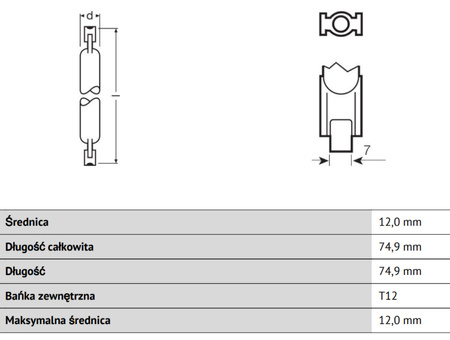 Żarnik R7S 48W 750lm 2900K OSRAM HALOLINE PRO 74,9mm