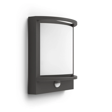 Kinkiet Ogrodowy Lampa Elewacyjna Zewnętrzna LED 12W 1200lm 2700K IP44 z Czujnikiem Ruchu i Zmierzchu Antracyt Samondra Philips
