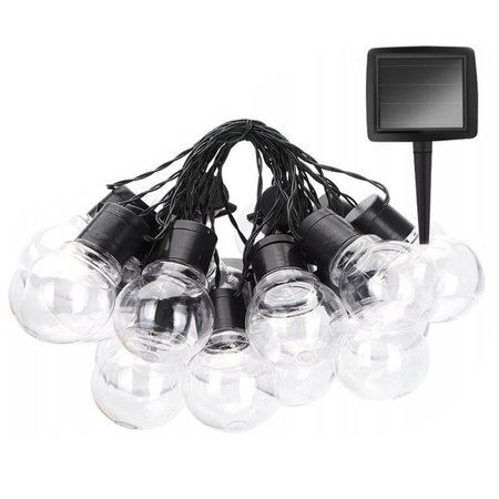 Girlanda Solarna Ogrodowa OZDOBNA Łańcuch Świetlny 3,35m 10xLED PRZEŹROCZYSTYCH Kuleczek 3000K