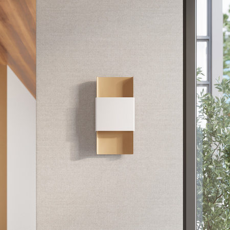 Lampa Ścienna Kinkiet 2x G9 Prostokątna Złota BIała Nowoczesna Durlin Sollux