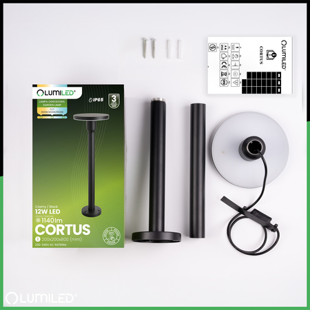 Lampa Ogrodowa Zewnętrzna Słupek Stojący CCT LED 12W 3000-6500K IP65 CORTUS LUMILED