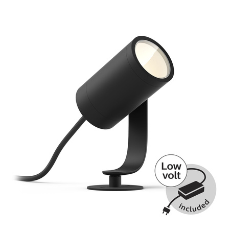 Zestaw 3x Reflektor Ogrodowy Wbijany LED 8W 590lm IP65 White and Color Ambiance RGB + TW Czarna Inteligentna SMART Zigbee Bluetooth Lily Philips HUE