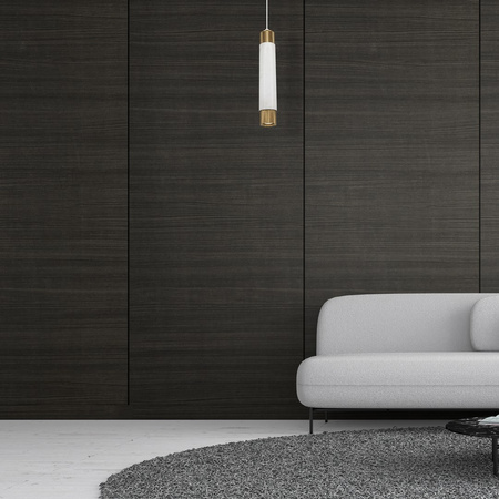 Lampa wisząca MARBLE 1xGU10 Podłużny Klosz Walec Biała Złota ML6342 Milagro Metal + Marmur