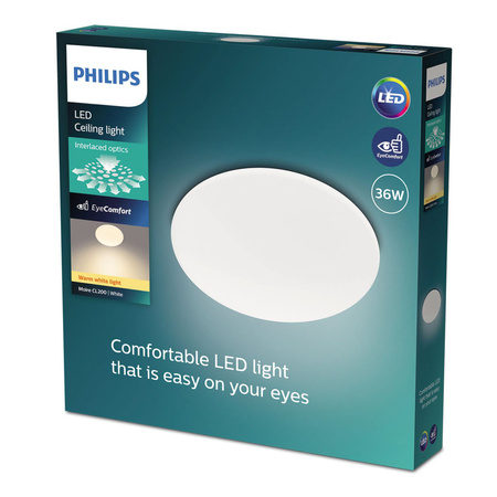 Lampa Sufitowa Plafon LED 36W 3600lm 2700K Biała Moire CL200 Philips