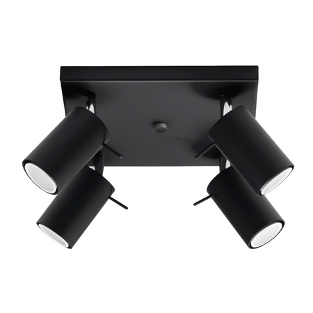 Lampa Sufitowa Oprawa Natynkowa SPOT TUBA Reflektor 4x GU10 Tubularna Czarna Nowoczesna Ring Sollux