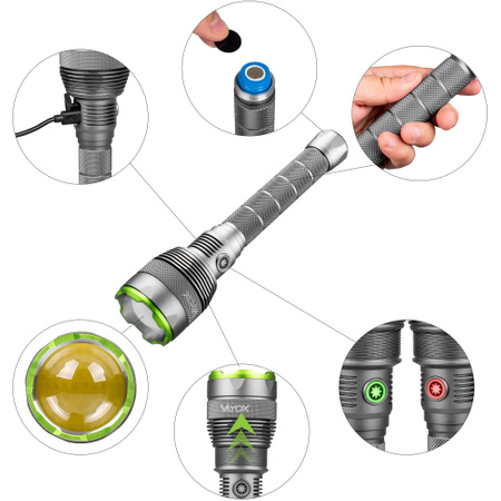 Latarka Taktyczna LED Wodoodporna Akumulator USB- C 10000lm IPX7 / OB 4 Vayox