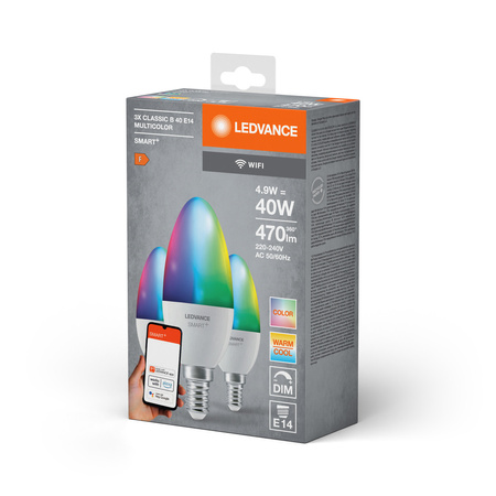Żarówka LED E14 Świeczka 4.9W = 40W 470lm CCT RGB Ściemnialna SMART+ WiFi Candle Ledvance