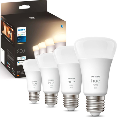 4PAK Żarówka LED E27 A60 9W 2700K Ciepła PHILIPS HUE White Bluetooth Zigbee