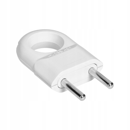 Wtyczka Elektryczna Euro Płaska 2P Wtyk z Uchem Uchwytem Biały ORNO