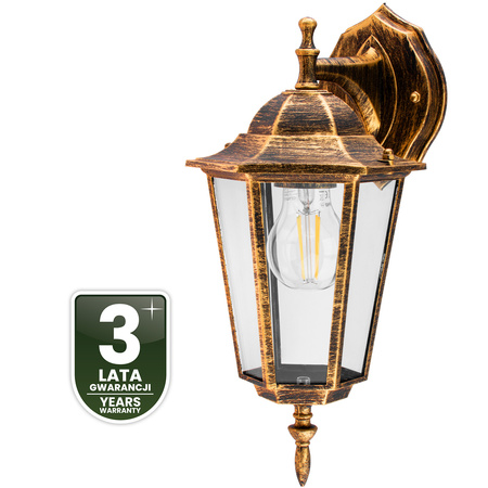 Kinkiet Ogrodowy Elewacyjny Zewnętrzny E27 LATARNIA do DOŁU Patyna BELLIS LUMILED