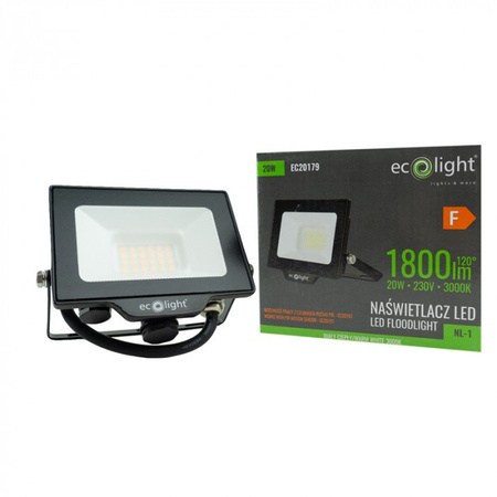 Naświetlacz LED Lampa Reflektor 20W 1800lm 3000K Ciepła IP65 NL-1 Ecolight