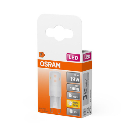 Żarówka LED Kapsułka G9 1.9W = 19W 180lm 2700K Ciepła 300° LED PIN Osram