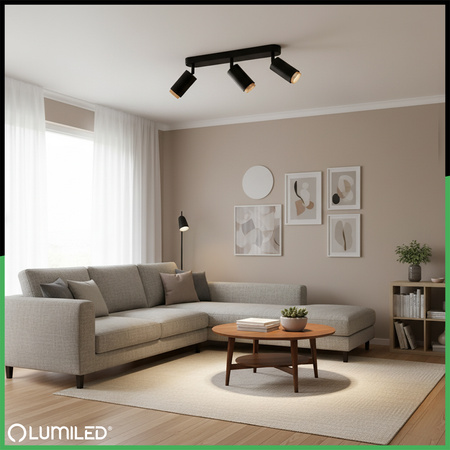 Lampa Sufitowa Reflektor LED 3x GU10 Tuba Spot ELIGIS Czarny LUMILED