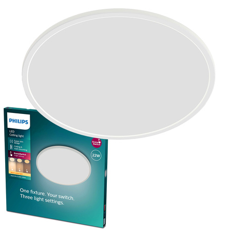 Lampa Sufitowa Plafon LED 22W 2000lm 2700K SceneSwitch Biała Super Slim CL550 Philips