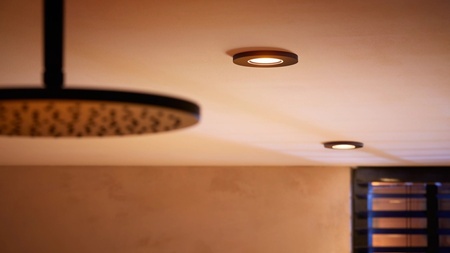 Oprawa Podtynkowa Wpuszczana LED Hermetyczna IP44 Łazienkowa 4.2W 400lm IP44 White and Color Ambiance RGB + TW Czarna Inteligentna SMART Zigbee Bluetooth Xamento Philips HUE