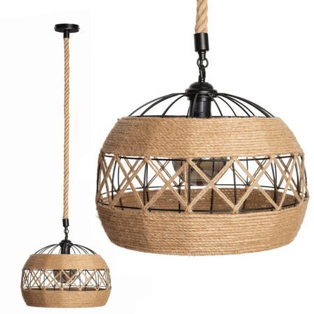 Lampa Wisząca BOHO Pleciona Jutowa SZNUR do LED E27