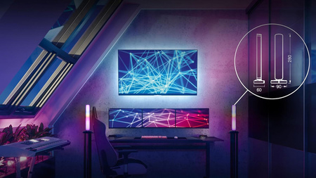 2x Lampa LED Biurkowa Gamingowa RGB + TW 28cm Light Bar Inteligentna Aplikacja SMART+ WiFi Moodlights OSRAM