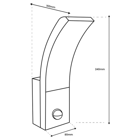 Lampa Elewacyjna LED Zewnętrzna Ścienna Czarna Kinkiet Ogrodowy 10W 4000K IP44 Czujnik Ruchu LOGIA LUMILED