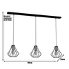 Lampa wisząca sufitowa WILL 3x E27 LOFT Czarna Metal + drewno Milagro